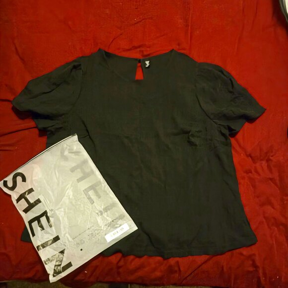 🆕NWT SHEIN Clasi Plus Solid Puff Sleeve Blouse - Picture 1 of 5